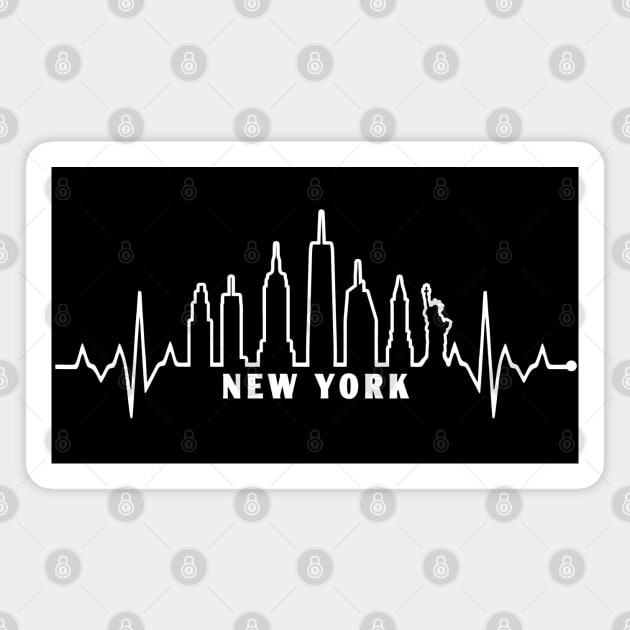 New York City Pulse Skyline EKG Heartbeat Magnet by TeeCreations